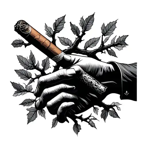 Tree Branches In The Shape Of A Hand Holding A Cigar