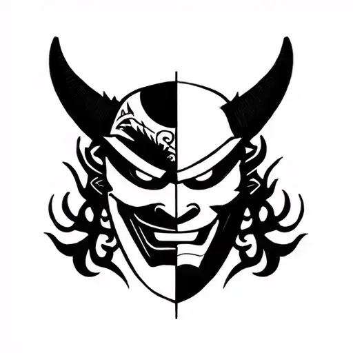 Half Oni Half Samurai Mask
