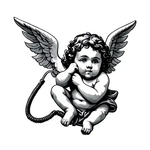 Cherub Talking On A Landline