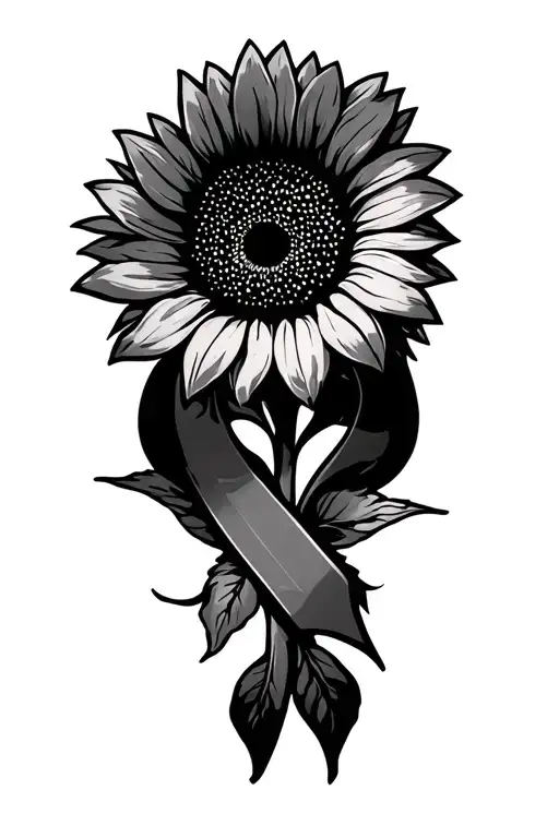 Sunflower On Top Of Mental Health Ribbon