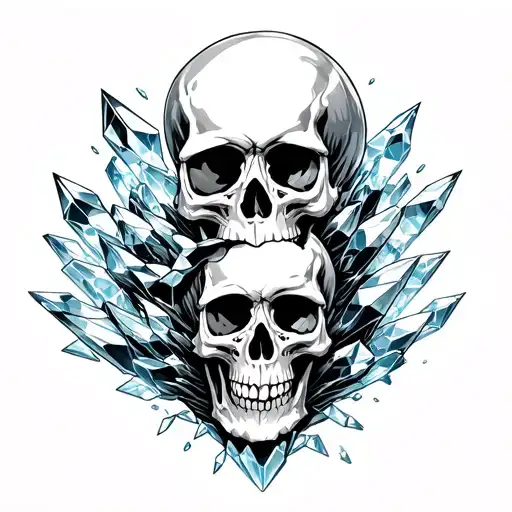 Skulls Stacked With Crystal Formation Erupting