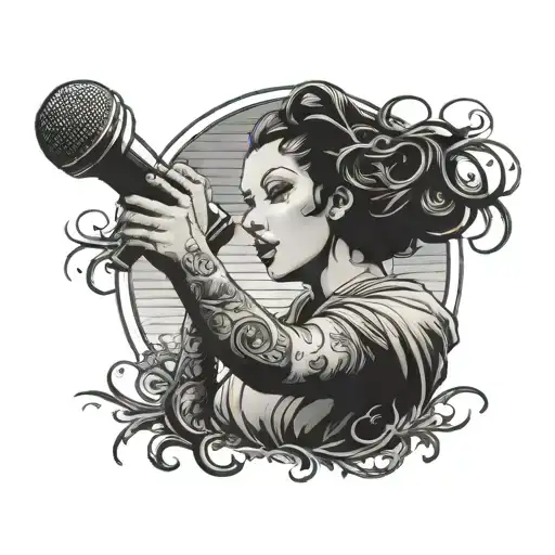 A Haunting Twilight Setting With A Silhouette Of A Mother Figure Holding A Microphone