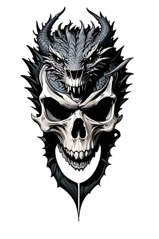 Evil Skull With Dragon Wrapped