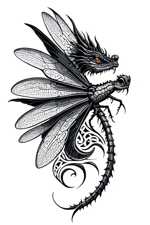 Dragon Fly With Keltic Design Incorporating Elements
