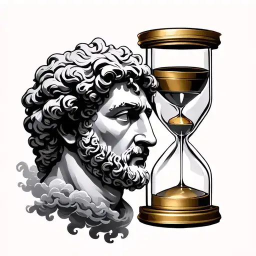 Marcus Aurelius' Brass Face With Hourglass And Clouds