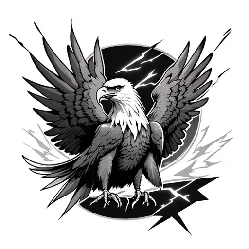 Eagle With Lightning Bolts For Wings Spread Wide