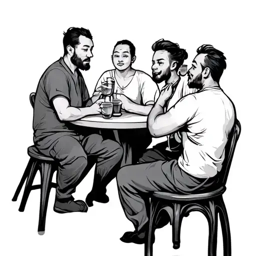 Old Mong Drinking 3 Friends In Table Mountain Range With A Winding