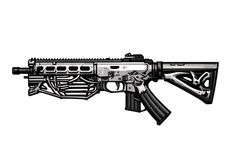 Ar15 Assault Rifle Morphing Half Skeleton