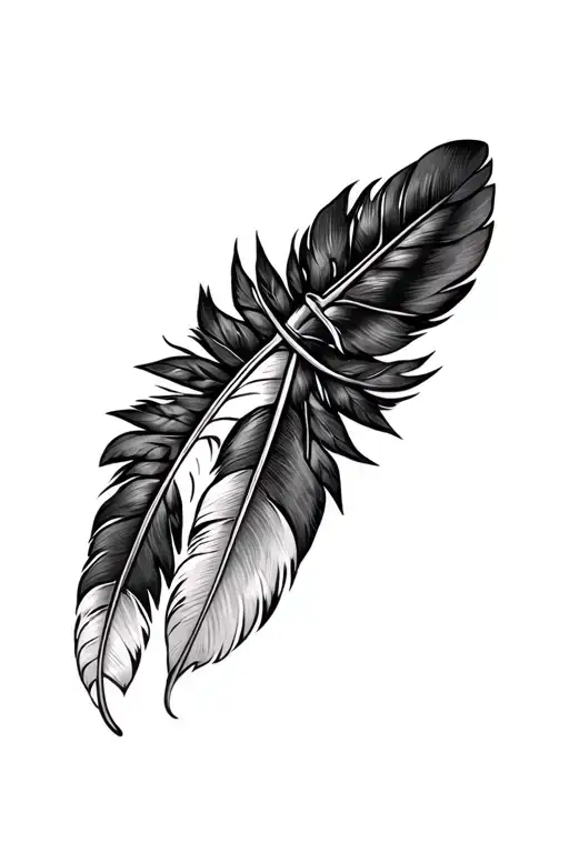 Indian Feathers Hanging Form Memorial Tattoo For Dad
