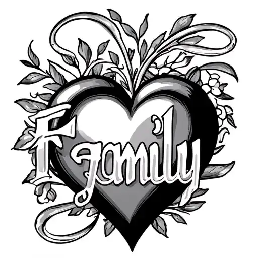 Heart Intertwined With The Word Family