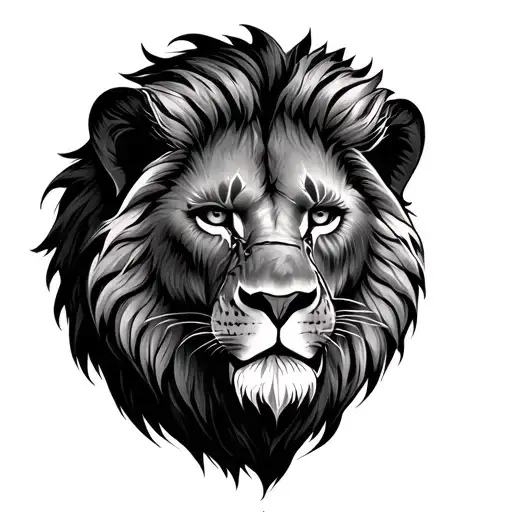 Lion Wise Staring Scarred Face Dark Forrest Elder