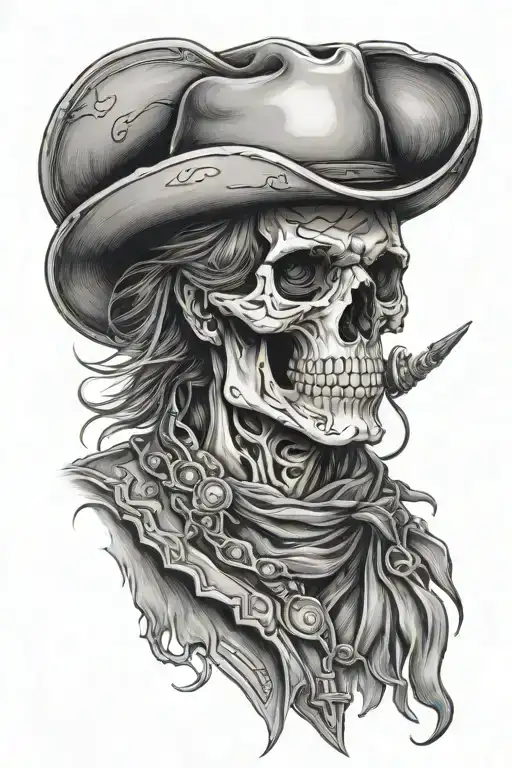 Cowboy On Horse Skull