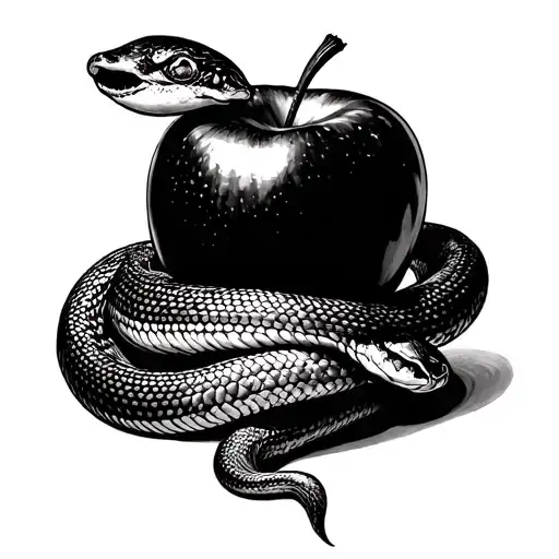 Eve Eating Apple With Snake Intertwined
