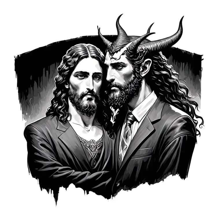 Jesus And Devil Wears A Suit