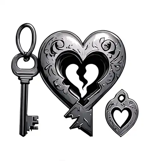 Broken Heart Shaped Lock With Key Next To It