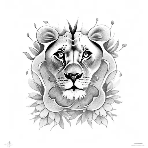 A Bouquet Of Wildflowers With A Hidden Lion Face