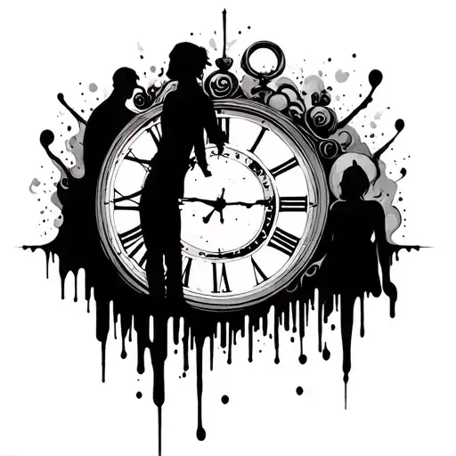 Father And Clock Melting With Their Son And Daughter