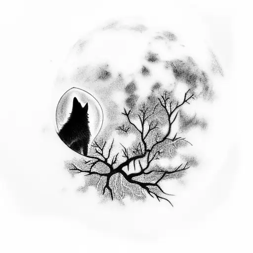 A Silhouette Of A Wolf Howling At The Moon With A Trail Of Coffee Beans Leading Into A Forest