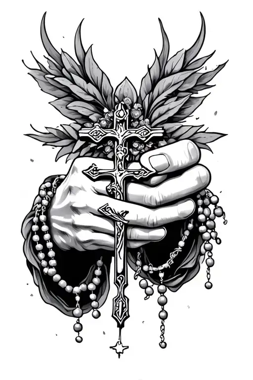 A Single Hand Holding A Rosary