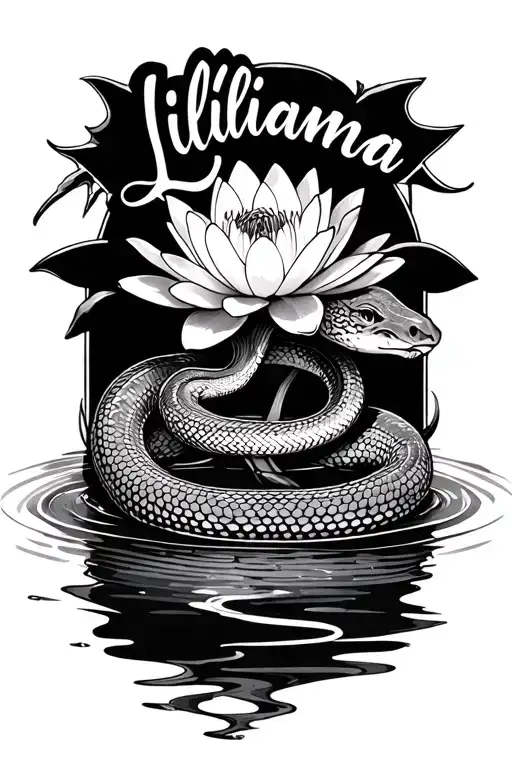 Water Lilly With Snake And Lillianna Written Inside