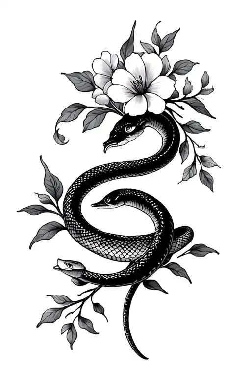 Snake And Flowers And Maternity Symbols