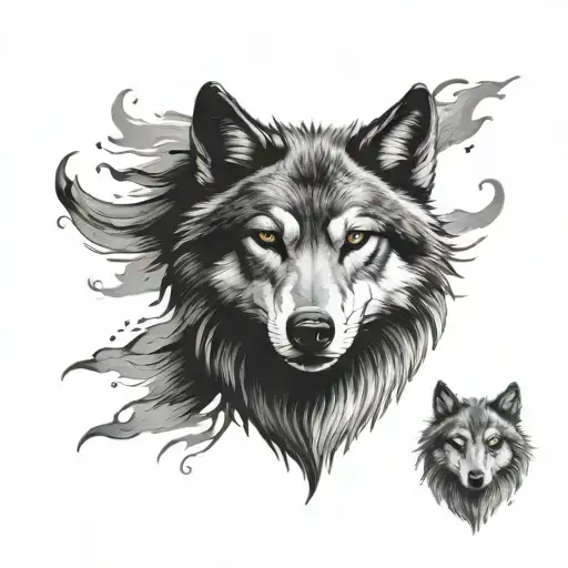 Mature Wolf Face Mask After Young Wolf Face Made Entirely