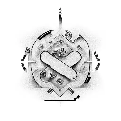 Abstract Black-grey Tattoo Of Various Swinger Club Symbols And Icons