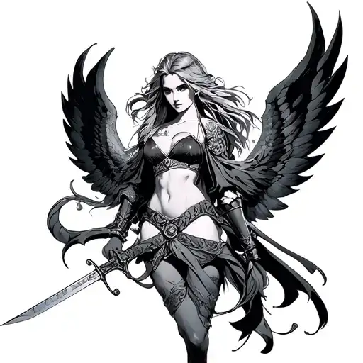 Valkyrie Profile With Wings And Sword Intertwined