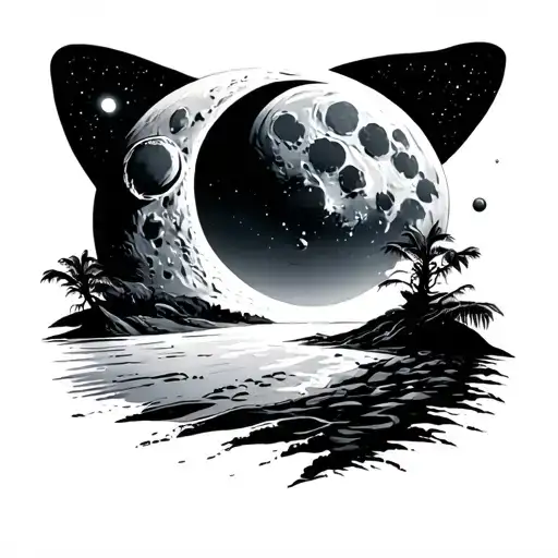 Beach On The Moon In Outer Space