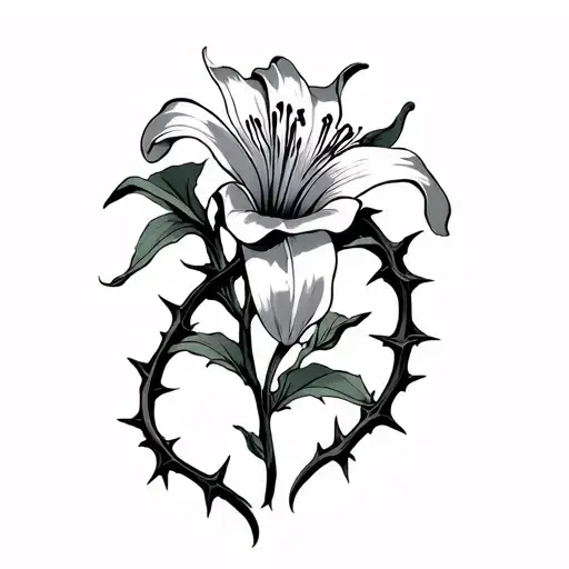 Lily On Vine Of Thorns Wrapped