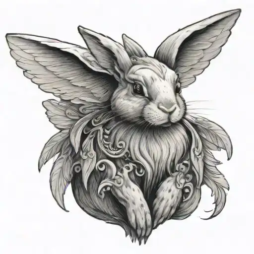 Bunny With Angel Wings Looking Back