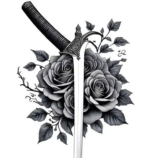 Katana With Roses Wrapped