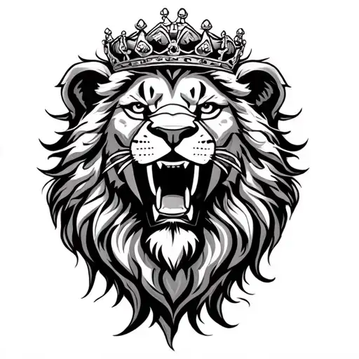 Money Lion Wearing A Crown Surrounded By Bold