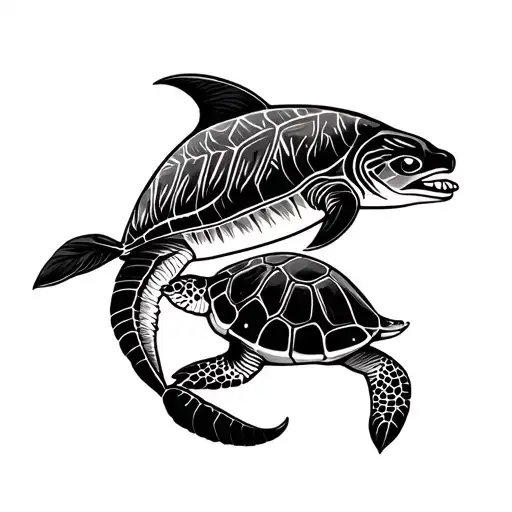 Polynesian Dauphin And Turtle On The Arm