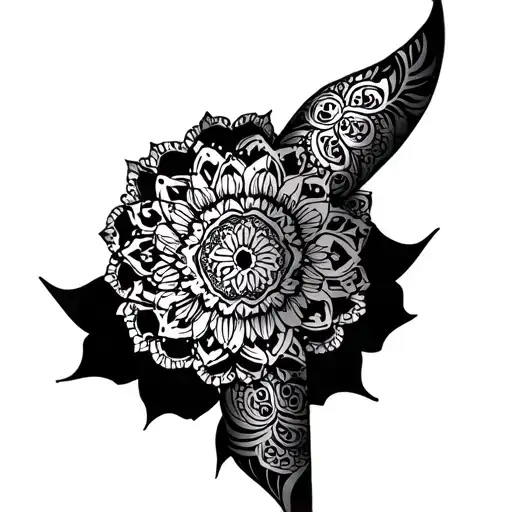 Design For A Female Leg With Mandalas Of Considerable Size Or That Combine With Ornamental Shapes