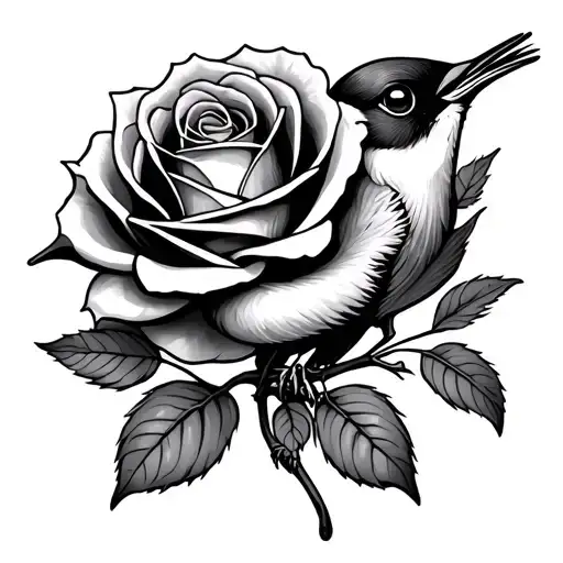 A Rose And A Wren Bird