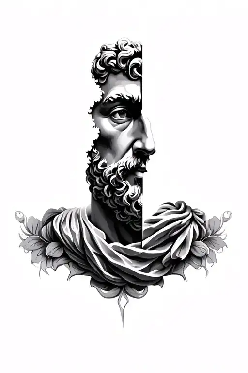 Marcus Aurelius' Half Face Surrounded