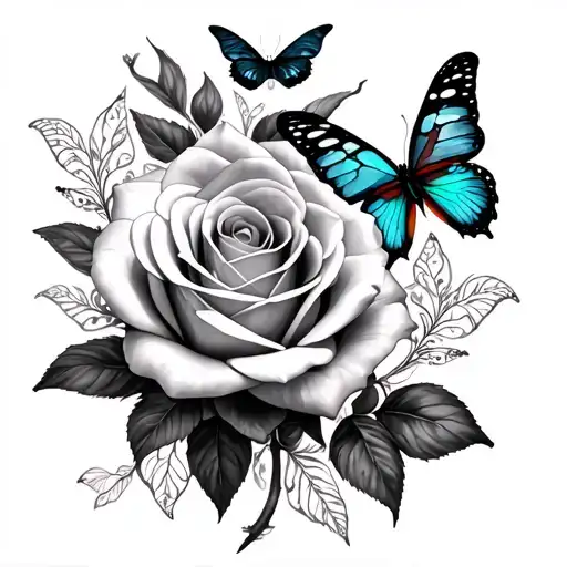 Lilly And Rose With Butterflies Surrounding