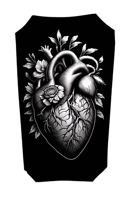 Anatomical Heart And Flowers And Mandala Design Incorporating