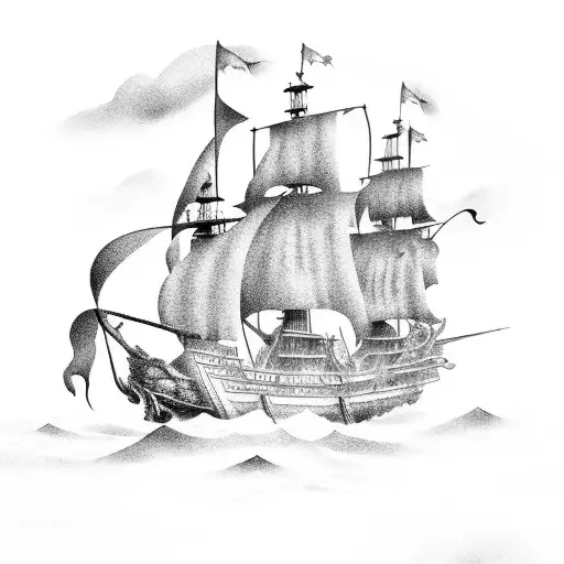 Pirate Ship In Stormy Weather