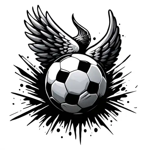 Soccer Ball And Wings Flying