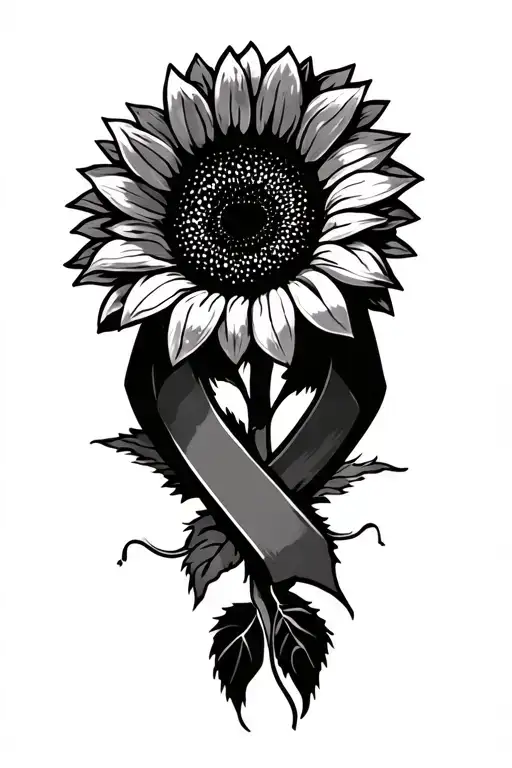 Sunflower On Top Of Mental Health Ribbon