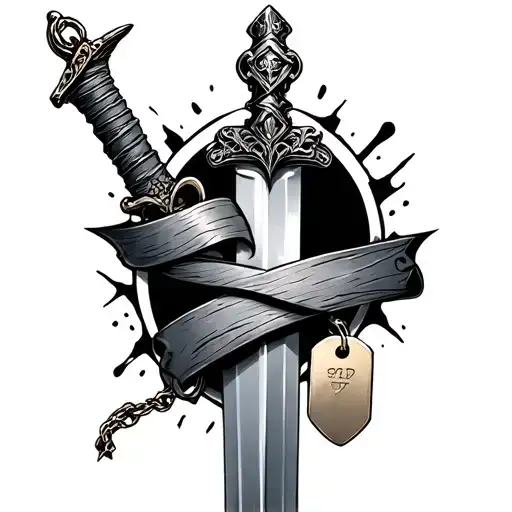 Dagger With Dog Tags Wrapped