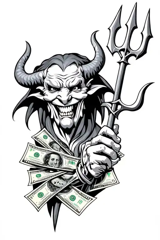 The Devil With A Trident Full Of Money