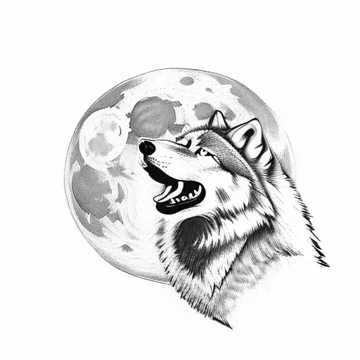 Wolf Howling Under The Moon In A Forest