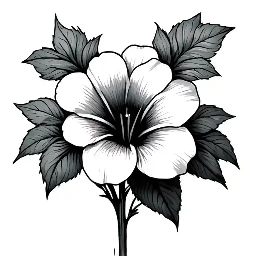 Dafidil And Morning Glory Flower Connected By One Line Back