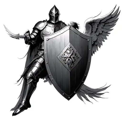 Knight With A Shield And Angel