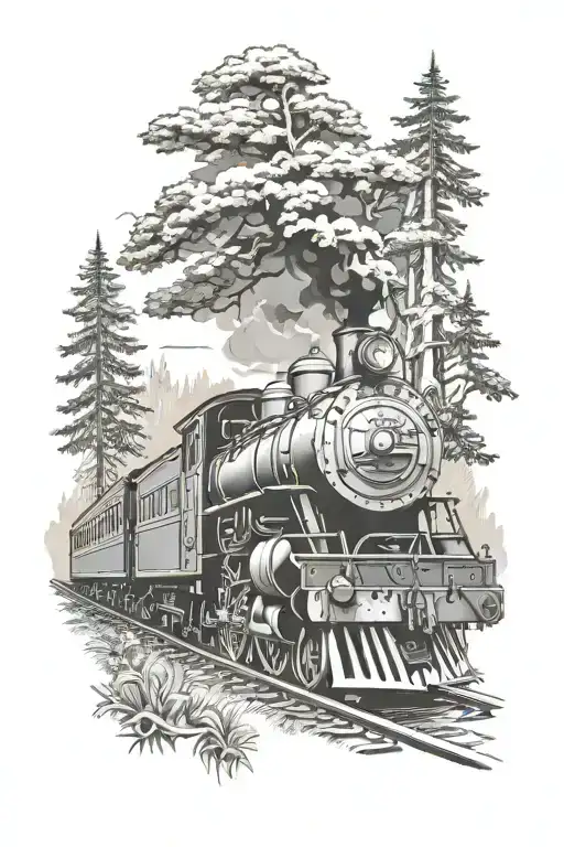 Forest Rail Road With Locomotive