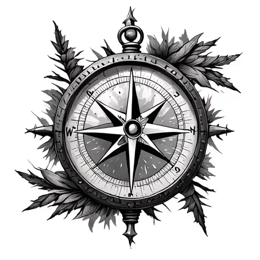 3D Compass With Forrest Themed Half Sleeve