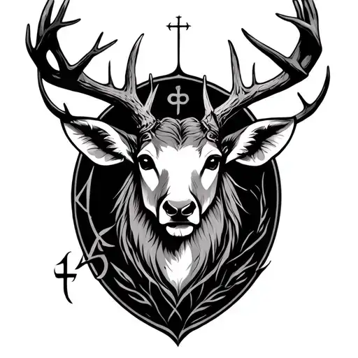 Chi-rho With Deer Antlers Incorporated And Wind
